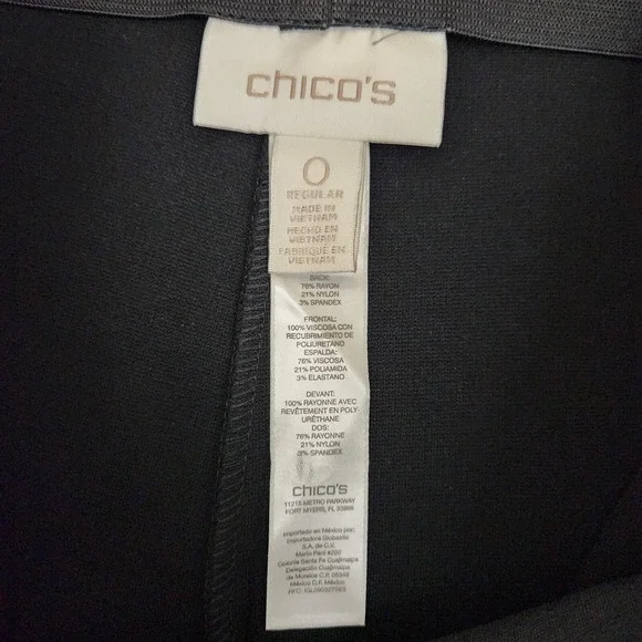 CHICO'S‎ Abbey Pieced Black Faux-Leather Front Knit Pants Elastic Women's SZ S/4 - Picture 8 of 15